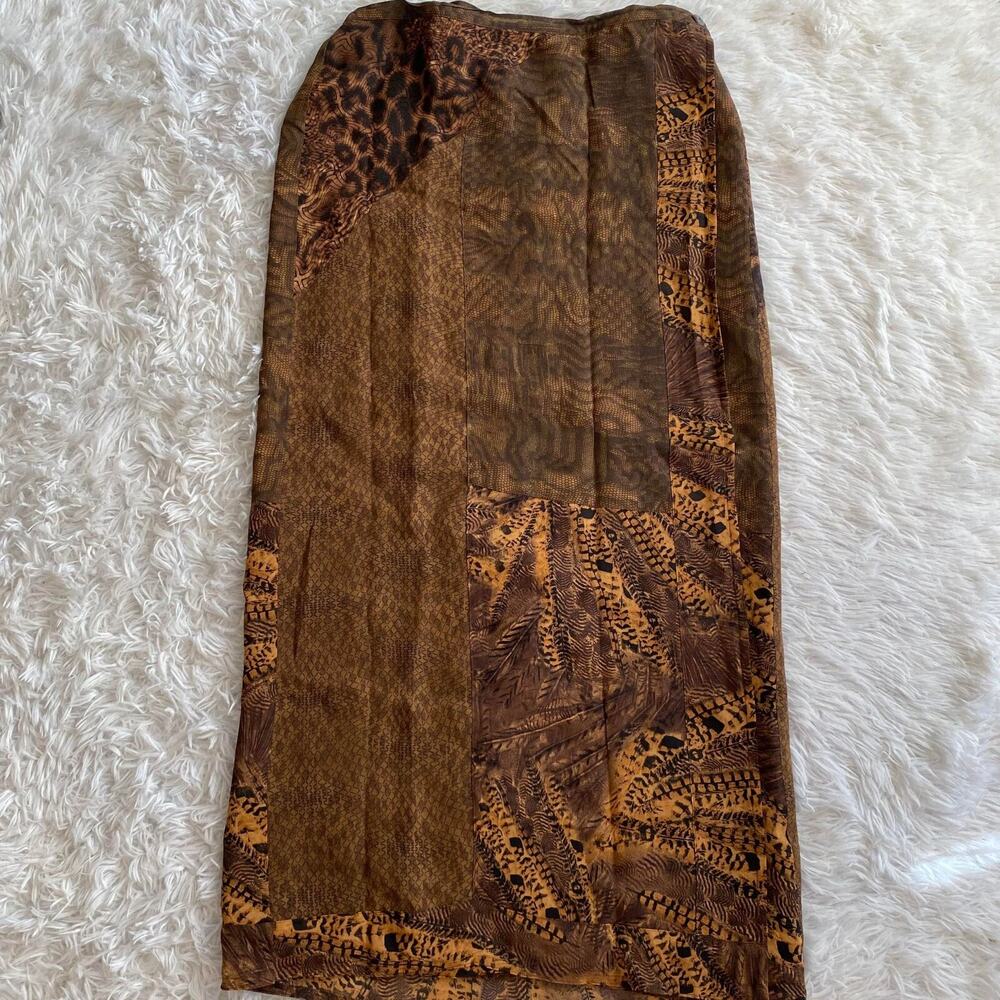 Harris Wallace New York Women's Snake Print Midi Pencil Skirt Brown, Size 8